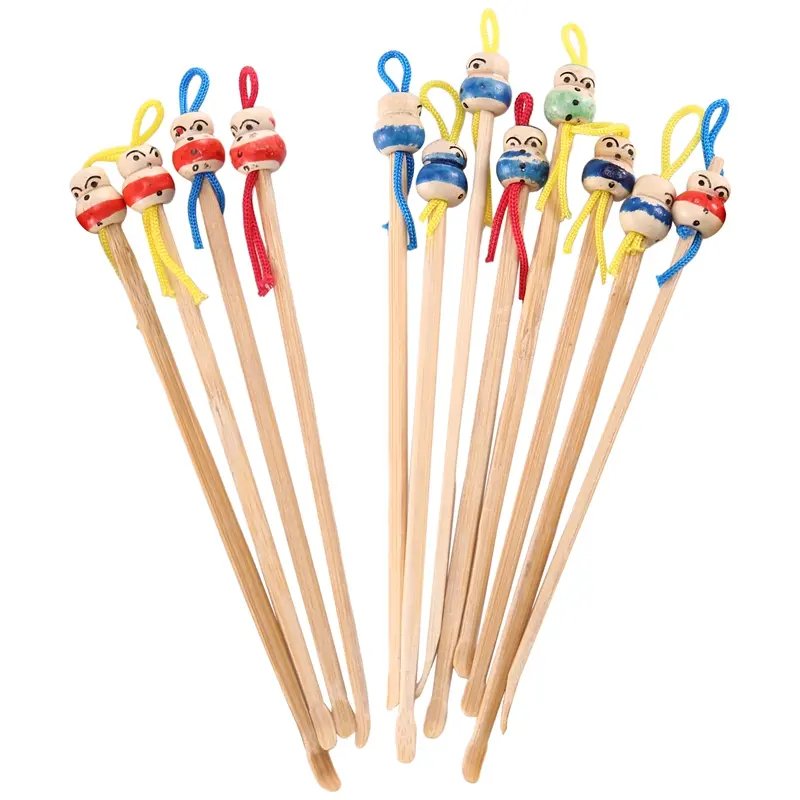 Dụng Cụ Ngoáy Tai Cho Búp Bê, Bộ 12 Chiếc, Có Lưỡi Liềm, Được Làm Bằng Tre 0