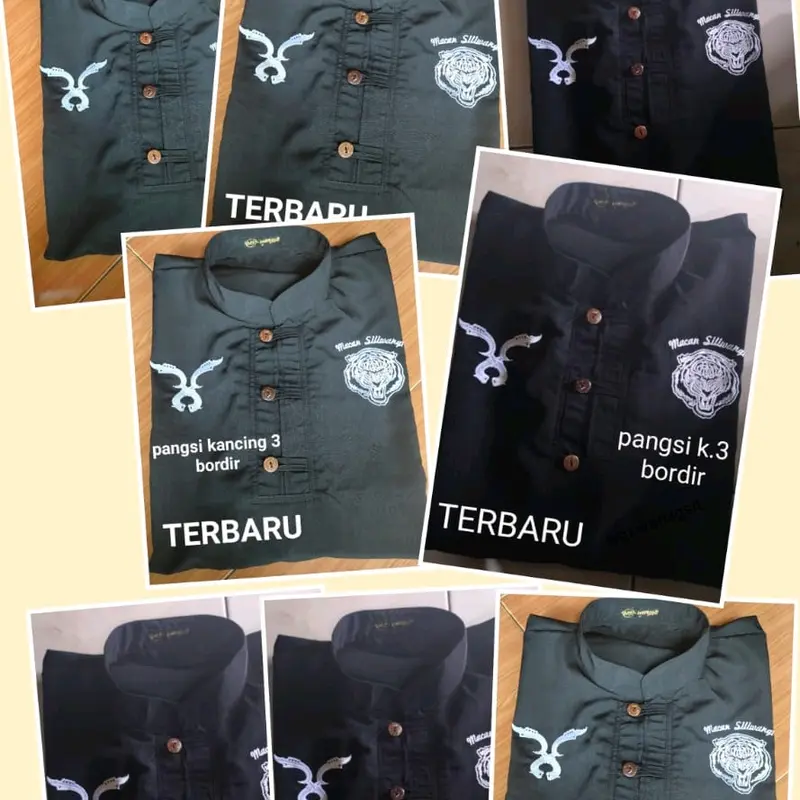 setelan baju pangsi dewasa bordir# baju pangsi Sunda kancing 3 bordir  Putih 7