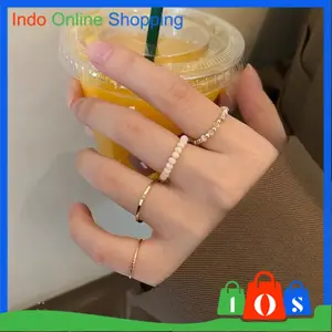 Cincin Set Mutiara Gold Cantik 4Pcs 1168