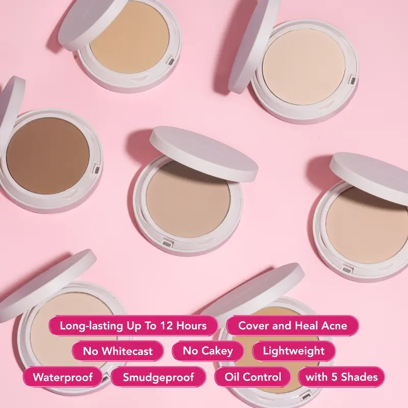 Sea Makeup Acne Cover & Smooth Two Way Cake Pressed Powder and Matte Bedak Padat Compact Powder Berjerawat Hitam 1