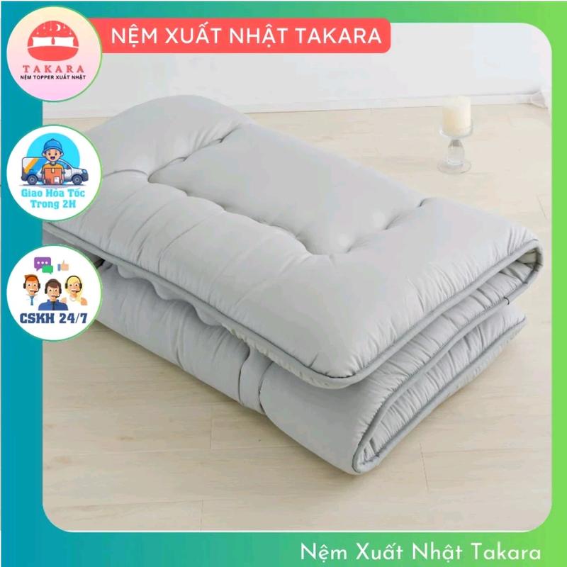 TAKARA - Nệm Topper xuất Nhật TAKARA dày 8cm nhiều màu đủ size 1m 1m2 1m4 1m6,1m8 x 2m tấm bảo vệ đệm nệm ký túc xá nệm phòng trọ gấp gọn nệm trải sàn giá rẻ thân thiện với làn da Cotton nem van phong đơn đủ màu