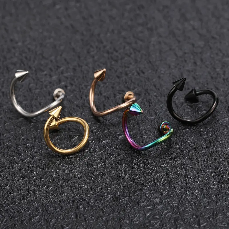 Stainless Steel Hoop Earrings Cartilage Lip Piercings Spiral Nose Rings Nostril Piercings Round Earrings 5