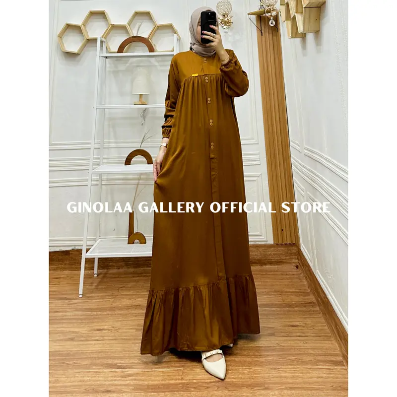GAMIS TERBARU | BAHAN RAYON TWILL PREMIUM | GERANIUM DRESS Muslim Dewasa Crinkle Wanita Lebaran Remaja 5