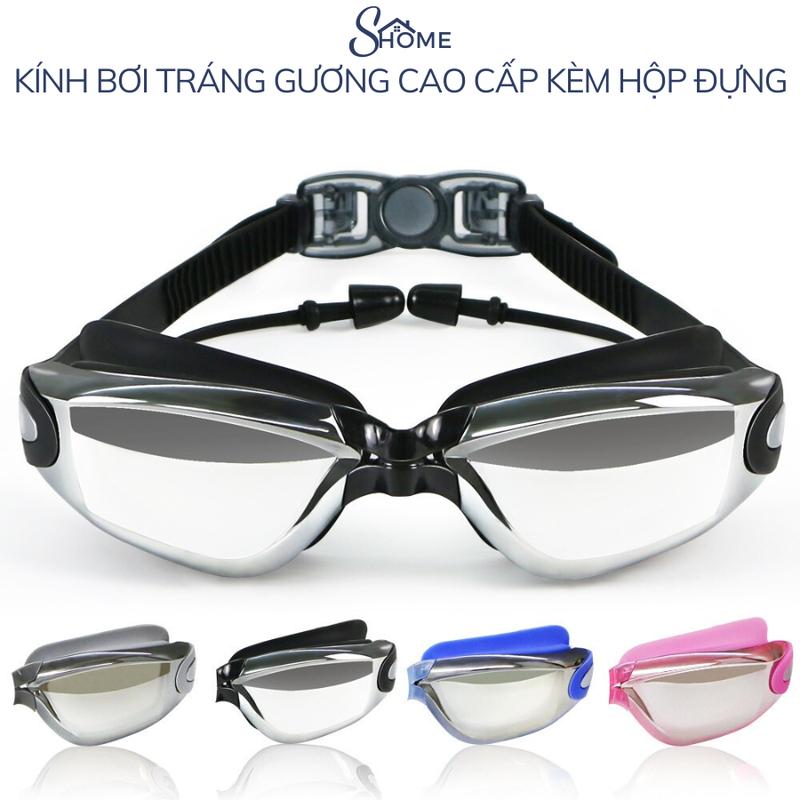 Kính bơi tráng gương (tặng hộp đựng) Kính bơi cận người lớn tráng gương cho nam nữ Phụ Kiện thể thao sport