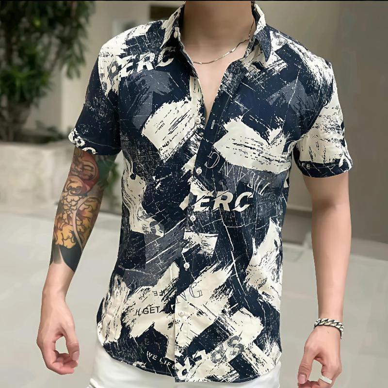 Product Introduction of Ao sơ Mi Nam Tay Ngắn hoạ tiết loang màu chất liệu lụa mango,chuẩn phom,chống nhăn và không Xù Lông Menswear 8