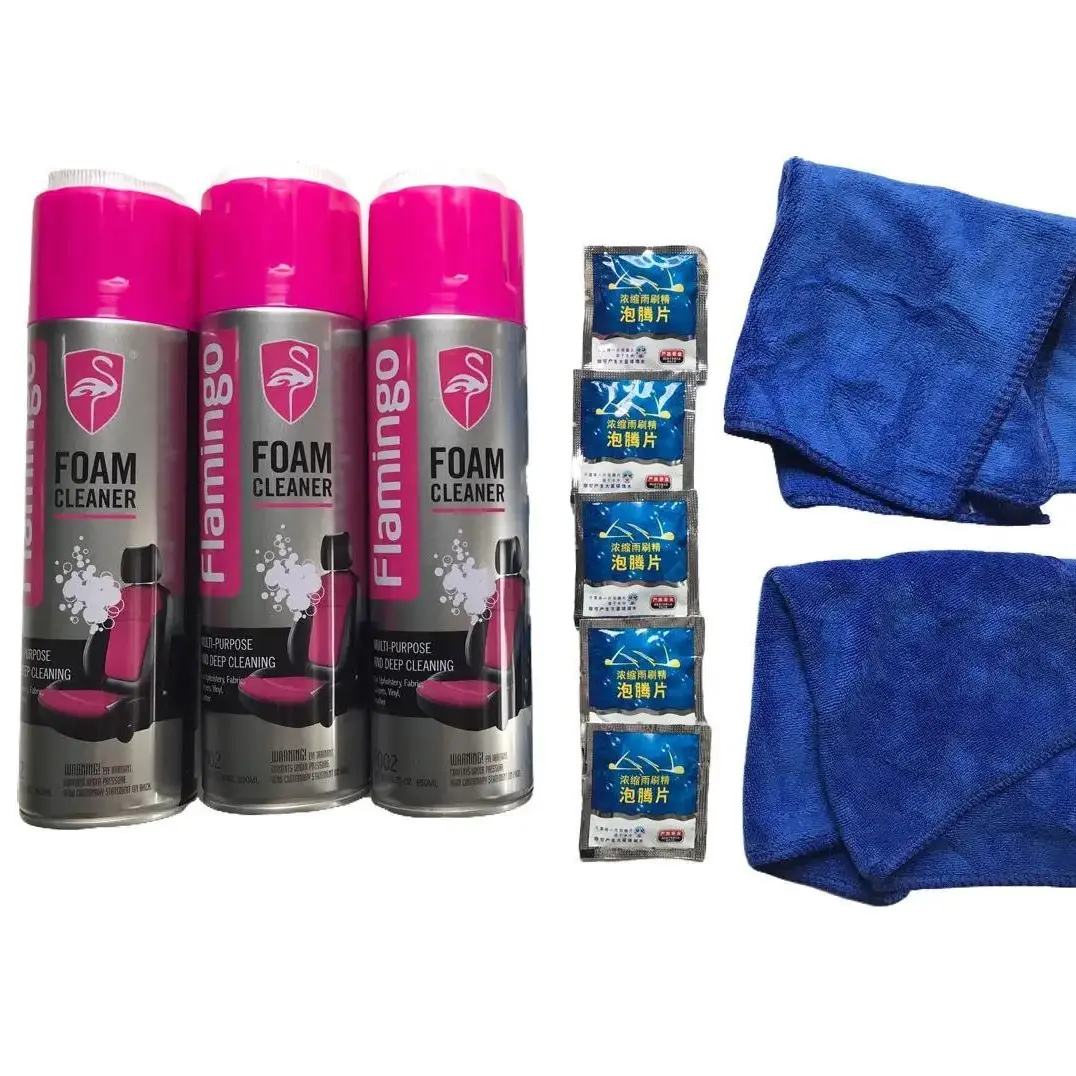 Combo 3 Bình Xịt Tẩy Vệ Sinh Nội Thất FLAMINGO F002 (tặng 2 khăn lau + 5 viên sủi kính)