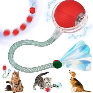 電動猫用おもちゃボール、スマート障害物回避機能付き、インタラクティブな猫じゃらし、ペット用おもちゃ、室内で楽しく遊べる猫用グッズ