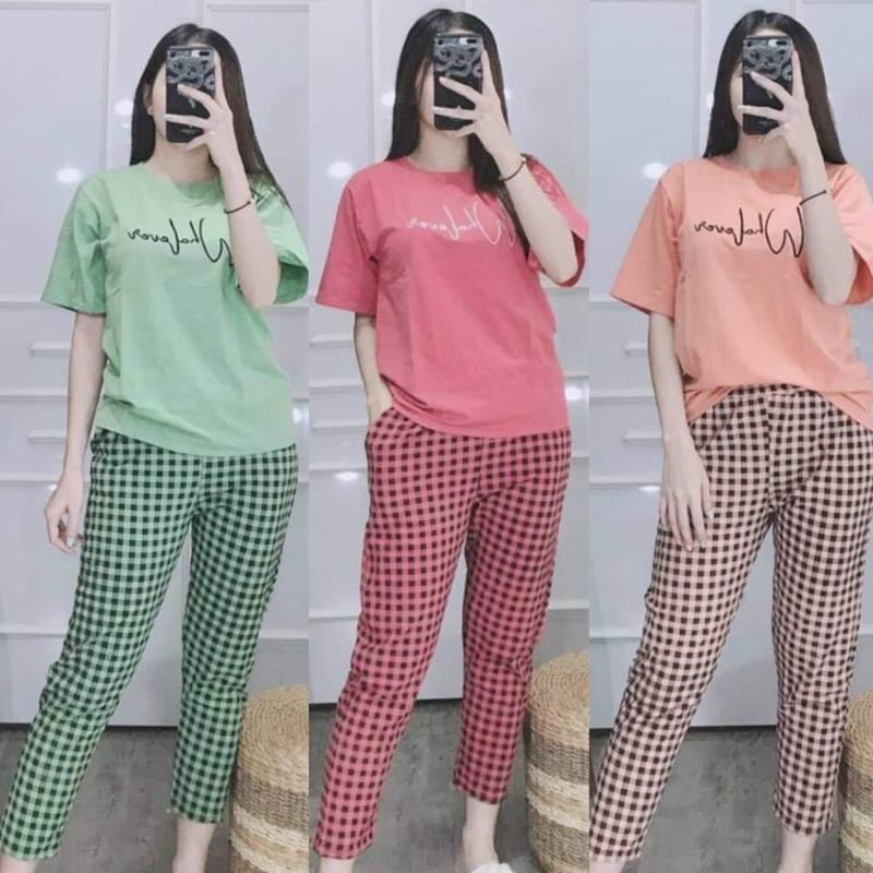 Đồ bộ nữ What Dài ESHOP Đồ ngủ nữ mặc nhà bigsize quần dài thun cotton đep dễ thương Áo Women Quần Ngủ