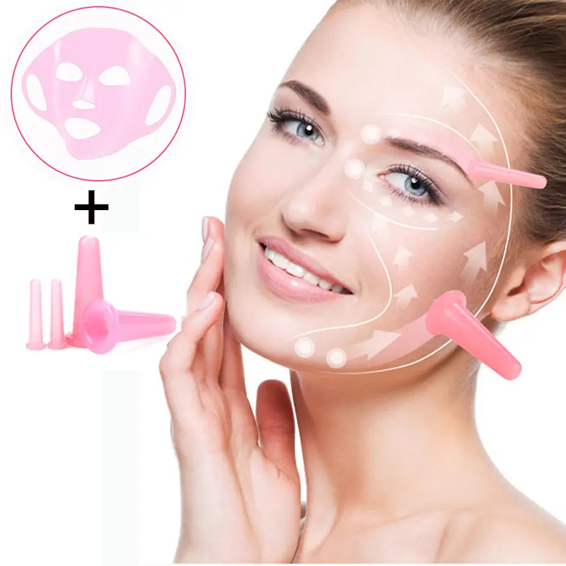 Fast Shipping Cupping Device + Silicone Face Mask Cover Facial Eye Care Beauty Tools collagen night wrapping mask