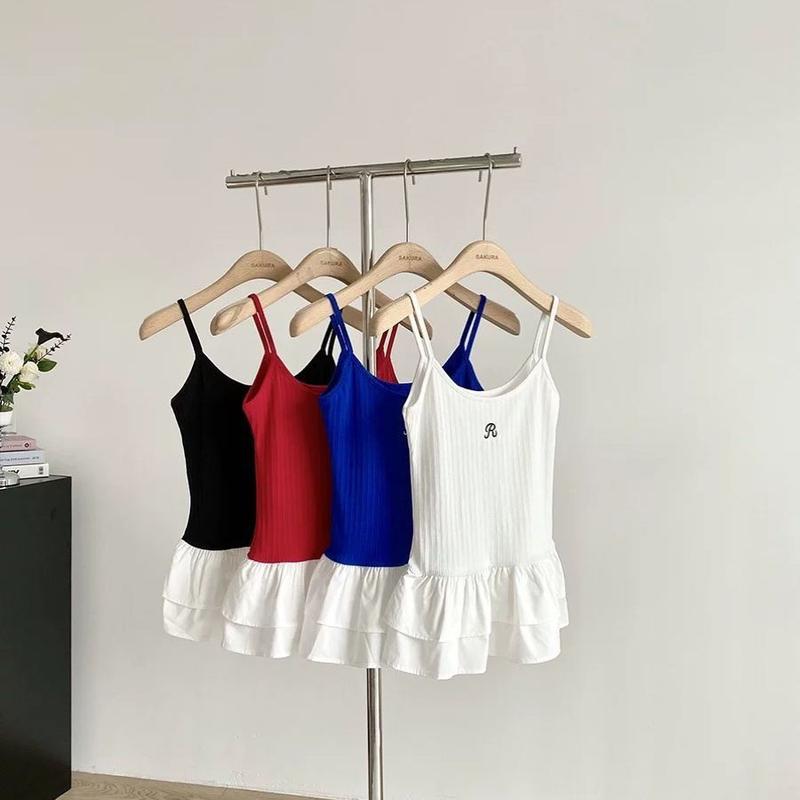 Áo Vest Thêu Chữ Niềng Răng Dễ Thương Và Gợi Cảm, Dành Cho Nữ, Phong Cách Ins, Hàng Mới Về Mùa Hè, Thiết Kế Chắp Vá Vạt Nhọn Bánh Ngọt, Viền, Hợp Xu hướng, 2023 1