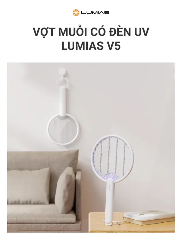 Vợt muỗi có đèn UV Lumias V5 - Lưới bảo vệ 5 lớp vot muoi 4