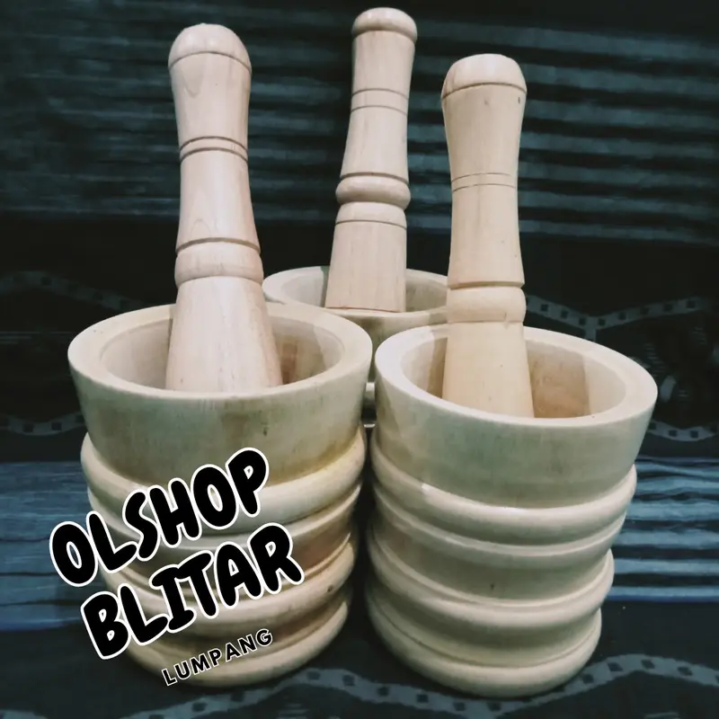 Set Lumpang Kayu Mahoni Ukuran Sedang Kitchenware 0