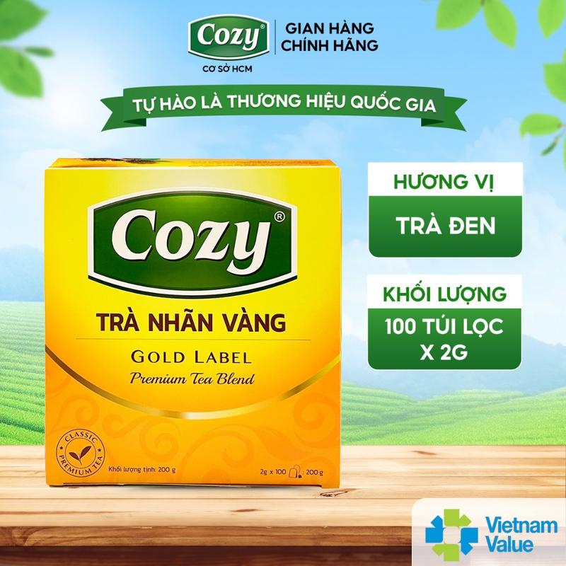 Hộp Trà Đen Nhãn Vàng Cozy Túi Lọc Rời 100 Gói/200gr - Dùng Trong Pha Chế túi  trà trà  lá