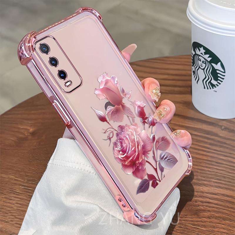 Ốp Điện Thoại Vivo Y20, Y12S, Y20S, Y20i, Y20A, Ốp Mềm Trong Suốt Họa Tiết Hoa Hồng Mới Nhất, Chất Liệu TPU, Chống Sốc, Ốp Bảo Vệ