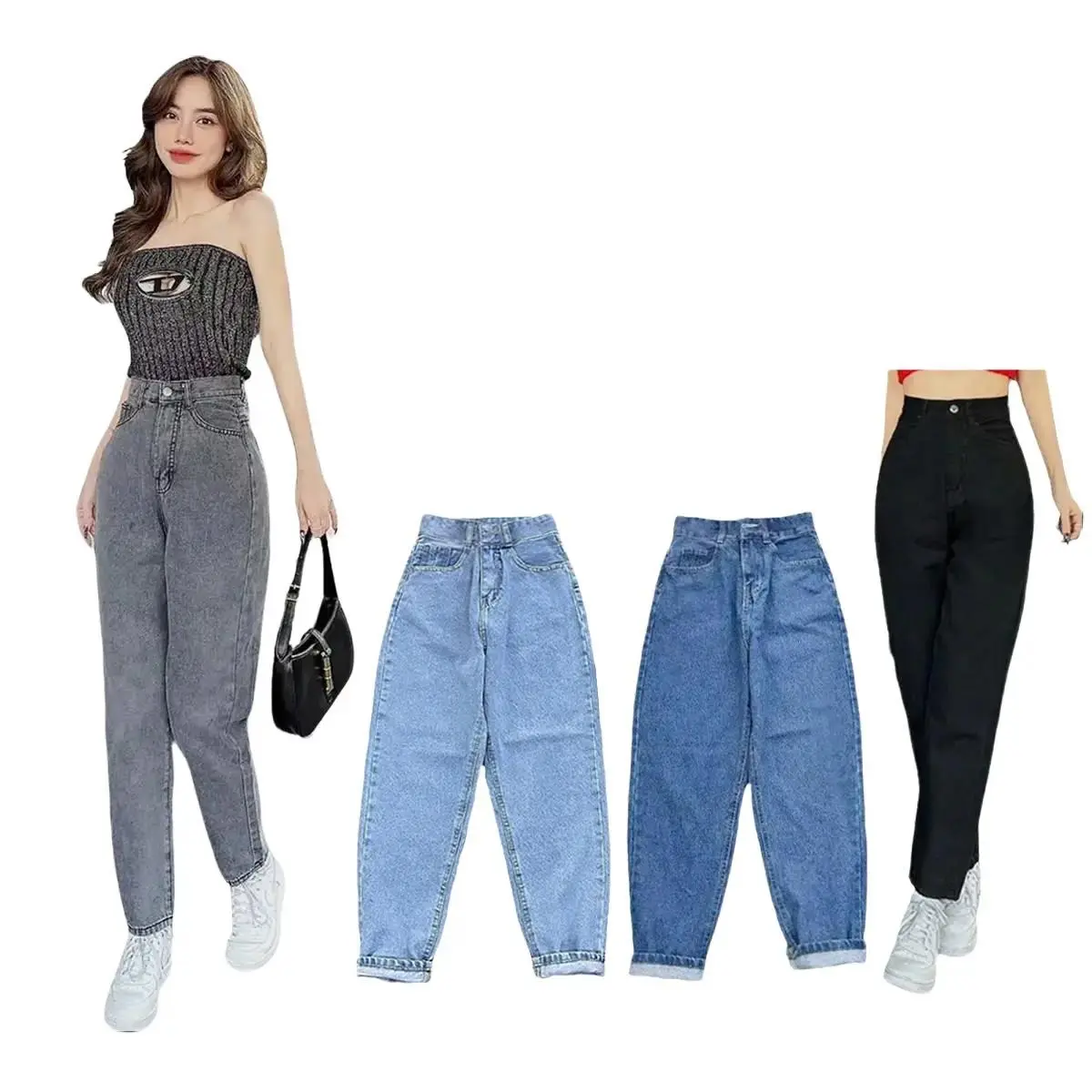 QUẦN JEAN NỮ  fom baggy 493 ,Pants Women Voi Có Túi
