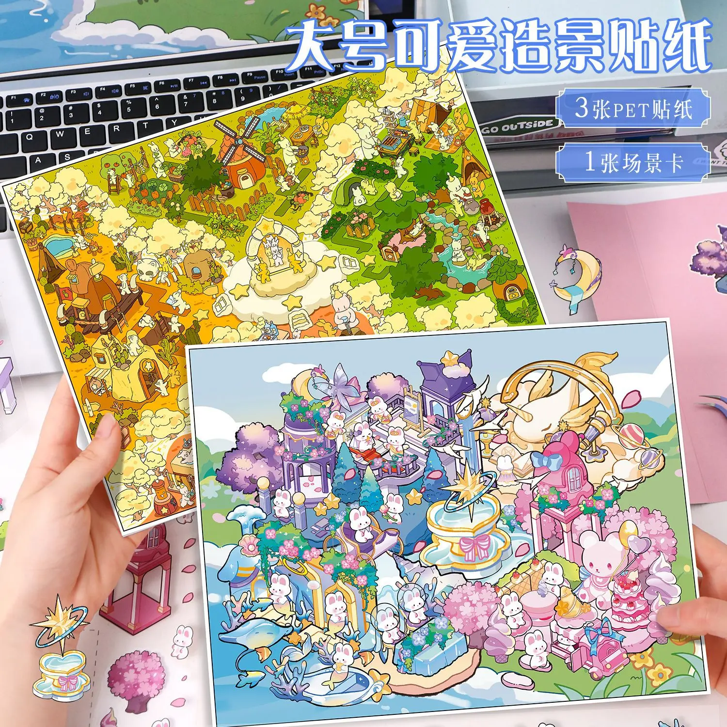 Kids 3D Layered Scrapbooking Stickers - Cartoon Large-Size Miniature Scenes (DIY Craft for Children)Child-Safe Materials