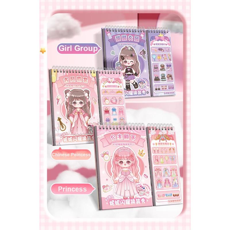 Product Introduction of Creative Multicolor Dress Up Scene Stickers Stress Relief Papper Clothes Coloring Book Makeup Decals Clothes Coloring Makeup Dressing Stickers for Kids Adult 21