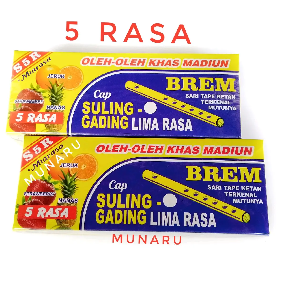 Brem 3 Rasa Paket 2 Pcs Brem Lima Rasa Camilan Cap Suling Gading isi 5 Asli Madiun ...