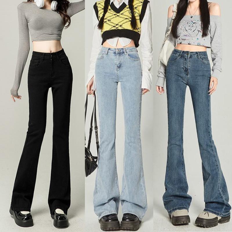 Quần Jean Nữ Ống Loe May Gấu Cạp Cao Q21 - Quần Jeans Bò Chất Vải Denim Hottrend Co Giãn 4 Chiều Pants Women