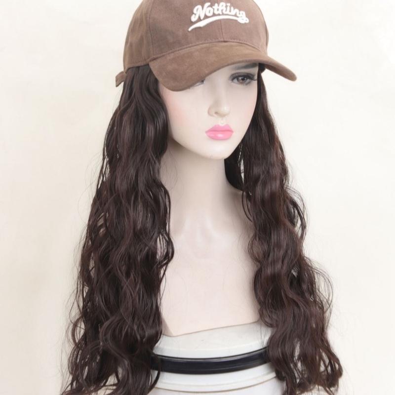 Tóc giả mũ nón lưỡi trai dáng tóc xoăn xù sợi tơ mềm mượt wig