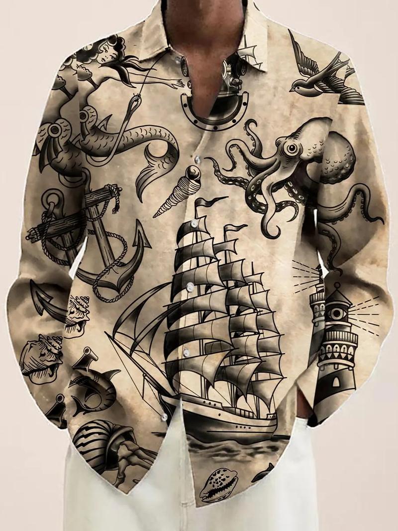 Product Introduction of Men's Vintage Animal Print Long Sleeve Shirt 2023 Fashion Design Luxury Long Sleeve Tops Men's Four Seasons Button Lapel Shirt Menswear Lingerie 12