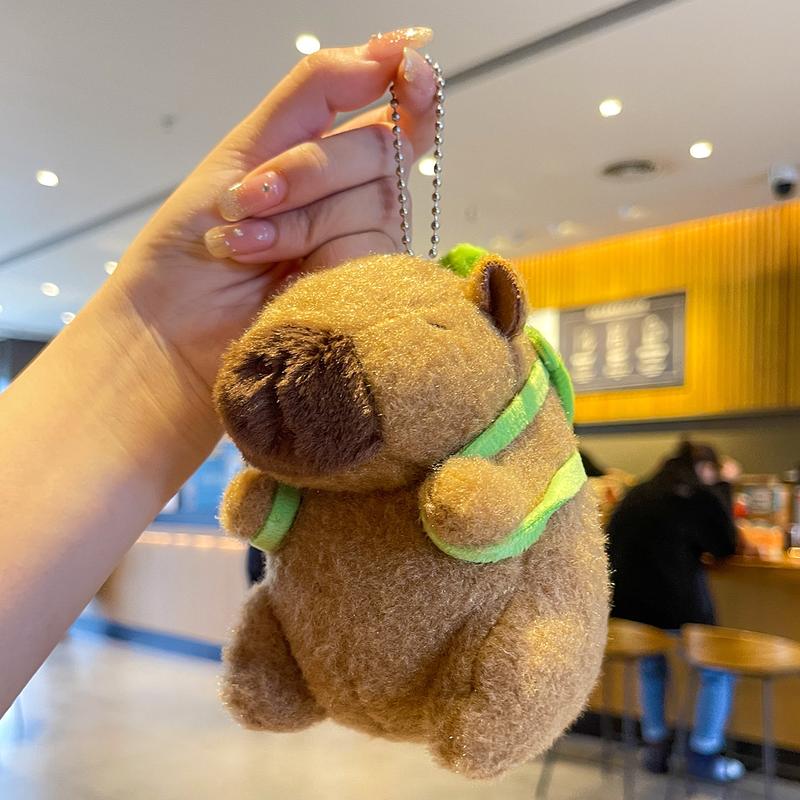 Capybara Thú Nhồi Bông Đeo Balo Rùa - móc Chìa Khoá Gấu Bông capybara Thiết Kế Đáng yêu Làm Quà Tặng Sinh Nhật Cho Trẻ Em, Bạn Bè Móc Khoá Nhung Women Kiềng
