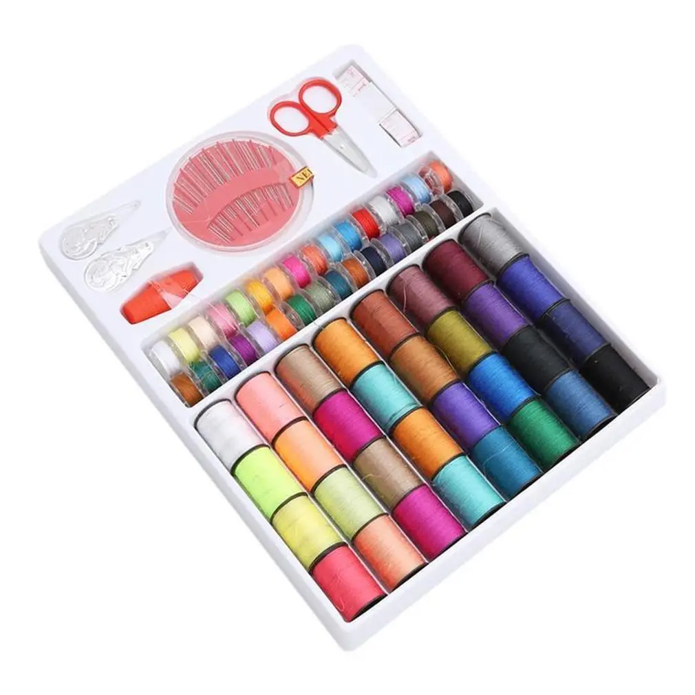 100pcs/Set Practical Sewing Kit Measure Scissor Thimble Thread Needle Storage Box Travel Sets <ATM>