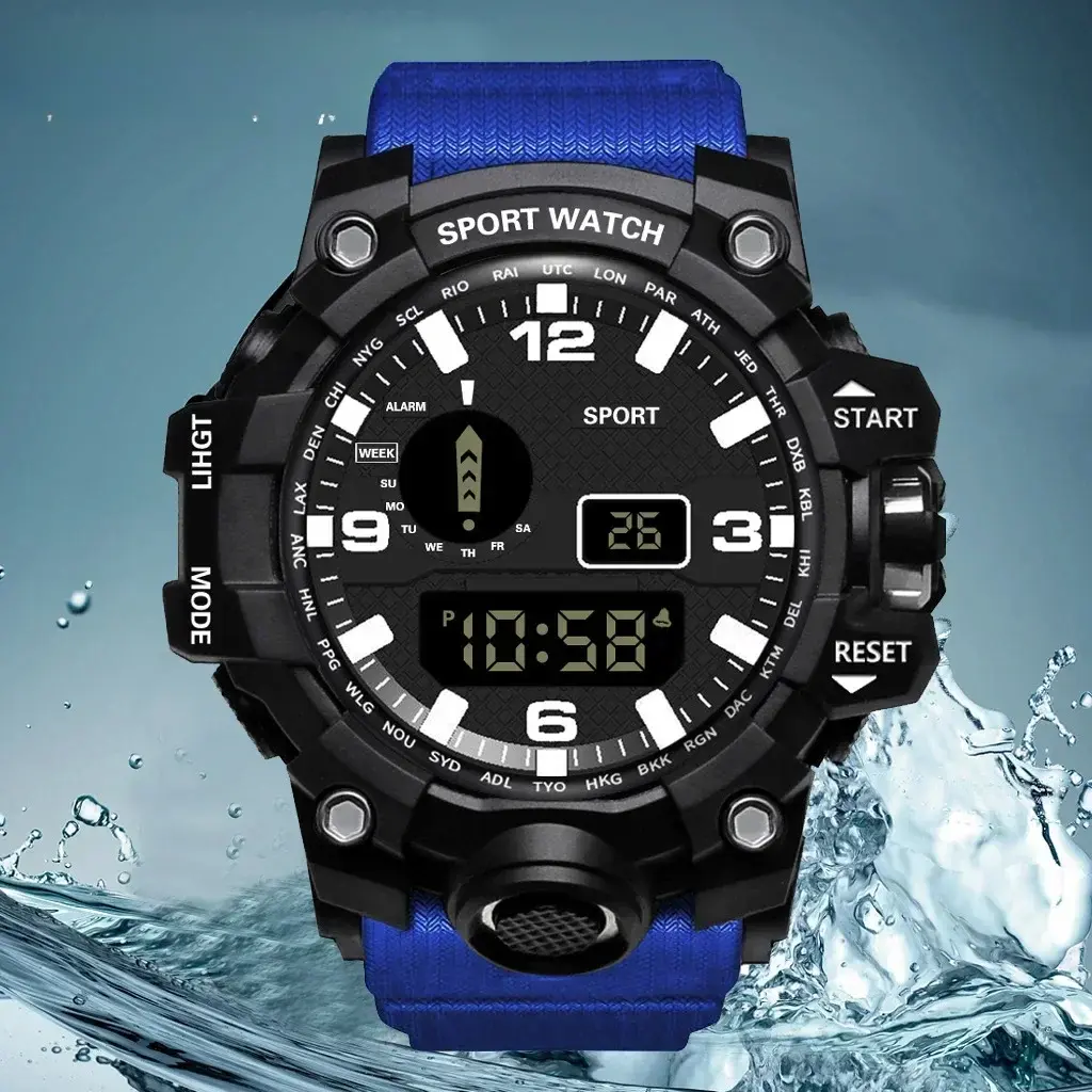 Men's Watch Luminous LED Digital Men Watch Alarm Clock Waterproof Multifunction Electronic Watch
