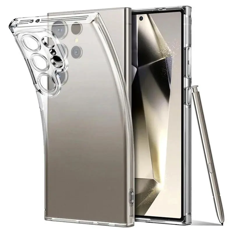 Original Clear Silicone Case For Galaxy Samsung S25 S24 S23 S22 S21 Ultra FE Plus Ultra Thin Crystal Soft TPU Cover A55 A35 A25