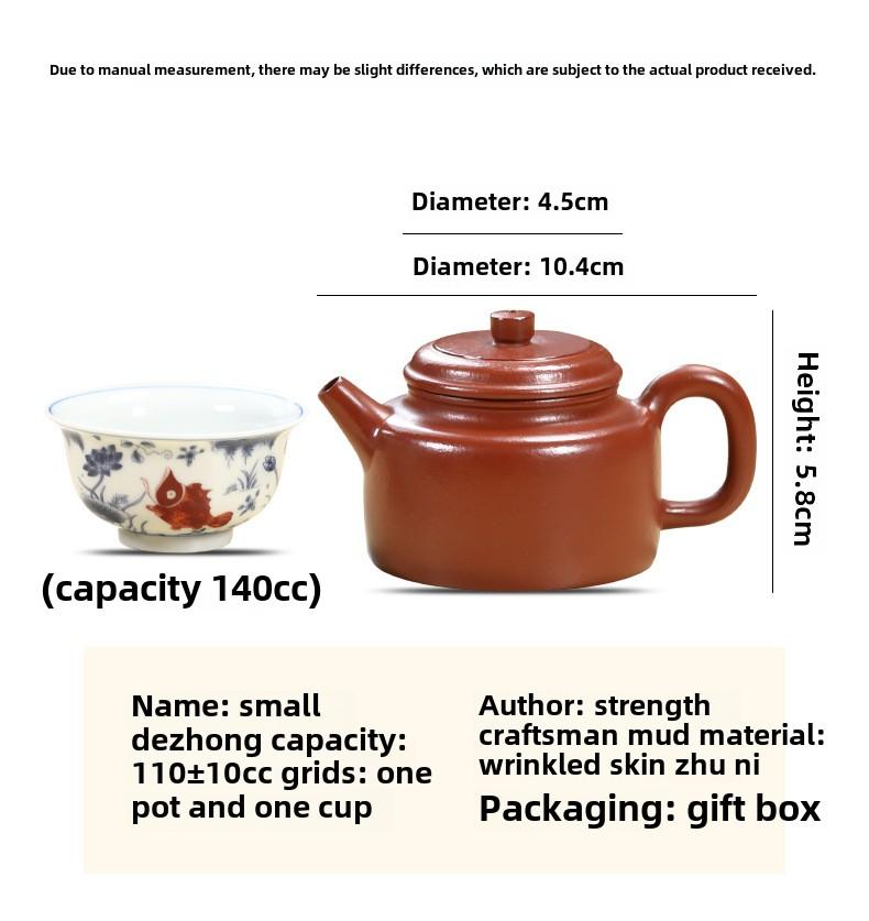 Product Introduction of # Zisha Teapot# Life-Long Fidelity Yixing Zisha Teapot Handmade Famous Authentic Tea Size Capacity Tea Set Suit Yixing Zisha Teapot Wrinkled Cinnabar Single Tea Making Dezhong Teapot 9