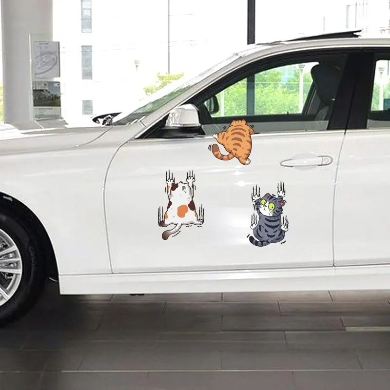 3Pcs Stiker Kucing Jatuh Stiker Mobil Lucu Keren / Sticker Cute Cat Cutting Sticker Mobil Kucing Jatuh Stiker Bumper Mobil Keren Lucu 3