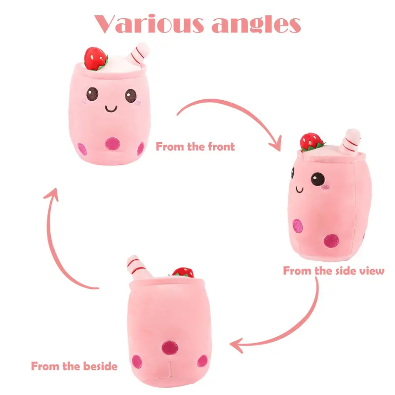 Cute Milk Tea Cup Design Plush Toy, Soft Stuffed Teacup Pillow, Kawaii Cartoon Stuffed Toy for Family and Friends, Home Decoration, Gift for Her, Men's Gift 2