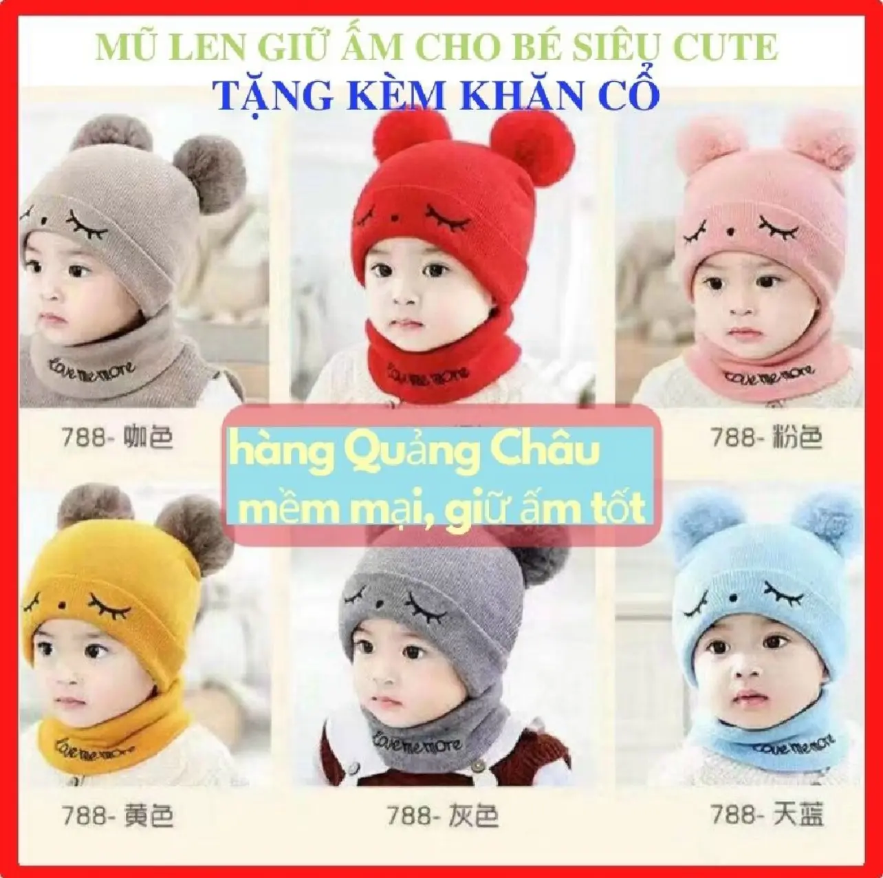 [TẶNG KHĂN CỔ] Mũ Len Em Bé Hình Gấu Bông Đáng Yêu - Kèm Khăn Cổ Giữ Ấm Cho Bé Suốt Mùa Lạnh