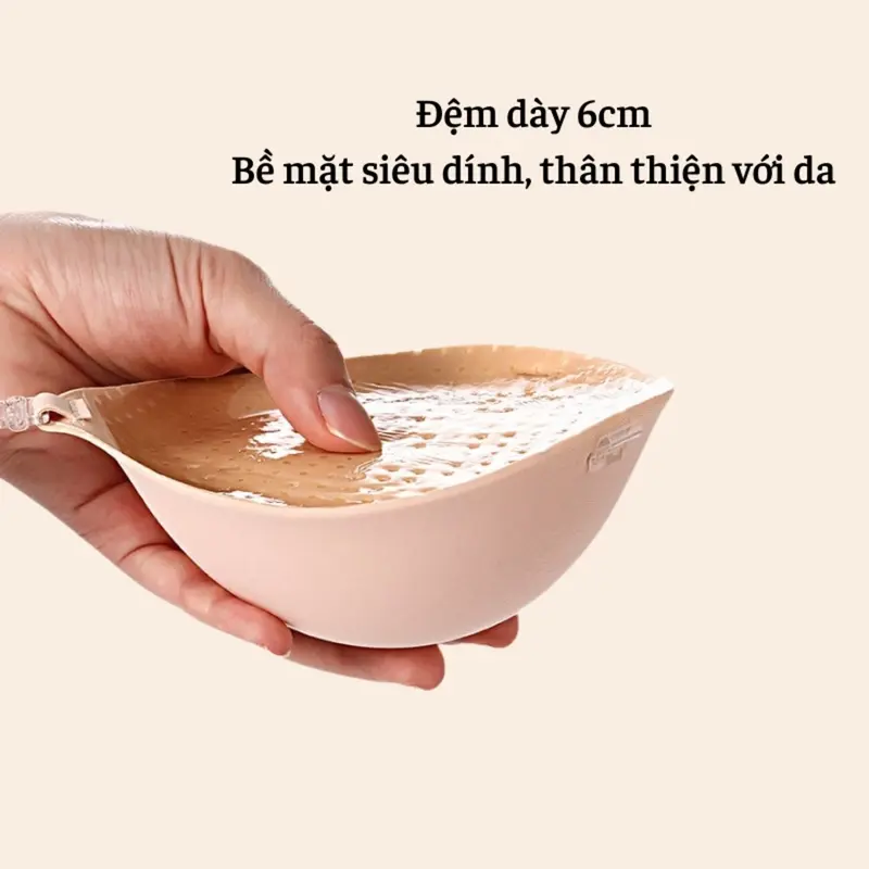 Áo Dán Nâng Đệm Dày 6cm Cài Trước Tạo Khe Siêu Nâng Siêu Dính Kèm Dây Trong EVA BRA - P41 Kem Nữ Women 3