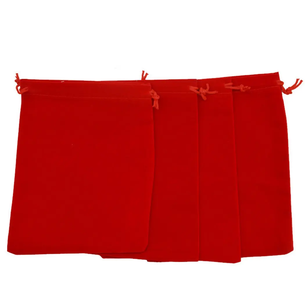 Túi đựng đồ trang sức bằng nhung, 10 dây rút, Túi quà tặng tiệc cưới, màu đỏ