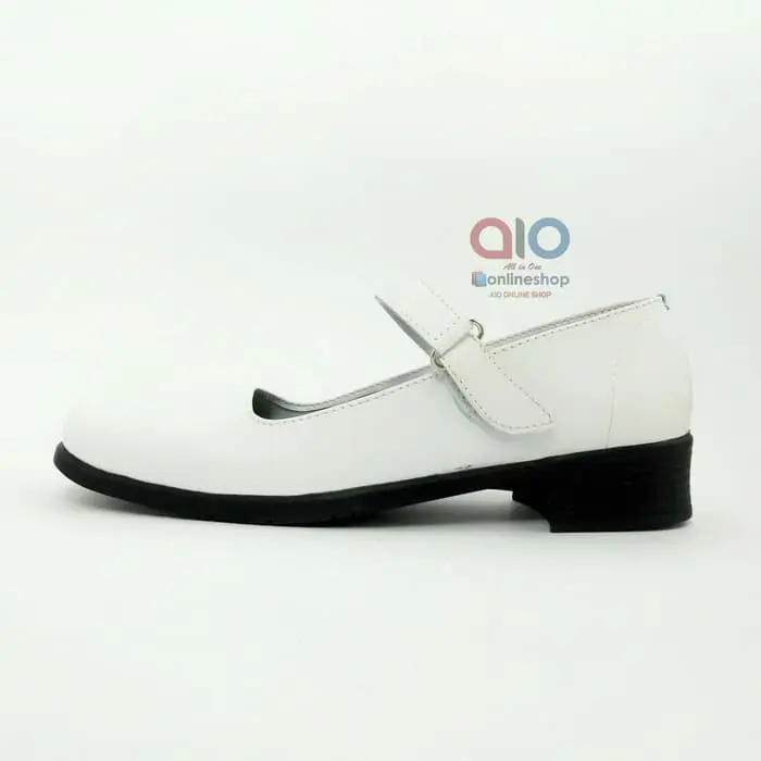 Aline Sepatu Pantofel Wanita Putih Hak 3 Cm Formal Bidan Perawat Dokter Akper Akbid A05 Heels 4