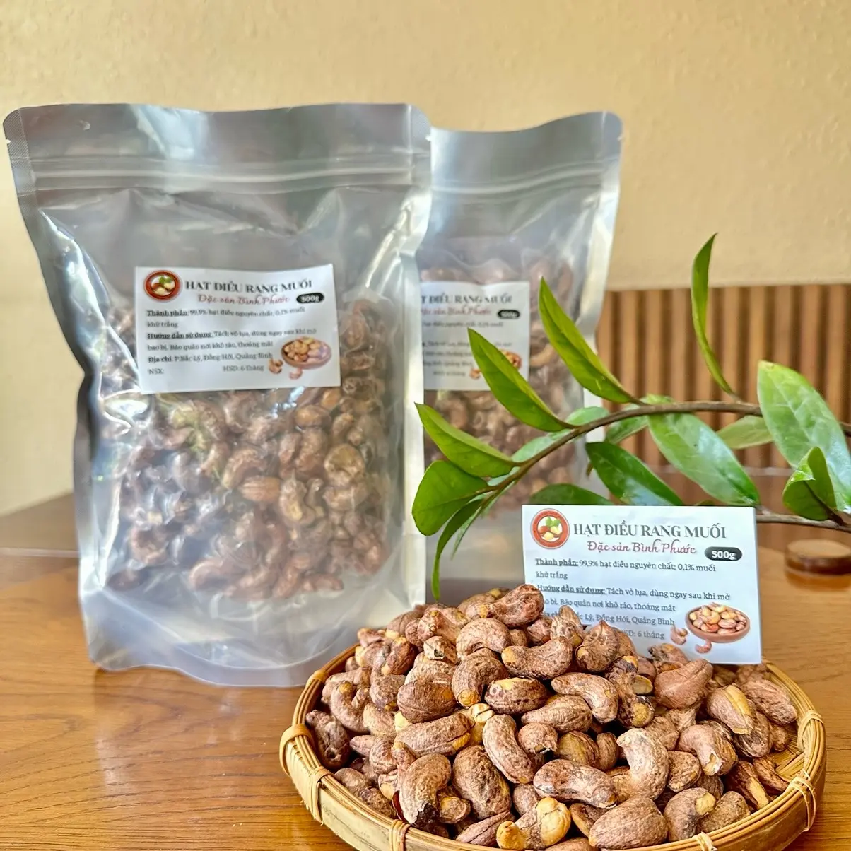 Combo 2 Gói Hạt  Điều rang muối nguyên vỏ 1 KG A CỒ Snack Nuts - Ăn Vặt Food Thức Ăn