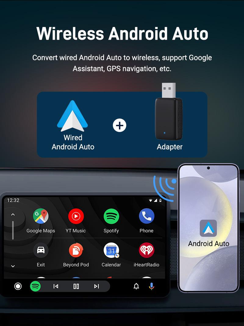 Product Introduction of [2-in-1 Wireless]CarPlay & Android Auto Adapter - Universal Plug & Play, Fast 5G WiFi, Heatproof for Tropical Cars 5