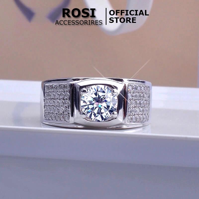 Nhẫn Nam mạ S925 zircon đính đá thời trang cực đẹp