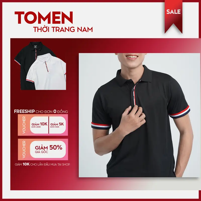 (Big Size 50-95kg) Áo Thun Polo Cao Cấp phối viền dệt kim 3 màu ở cổ tay, trụ cổ , sang trọng và đẳng cấp Nam Menswear 0