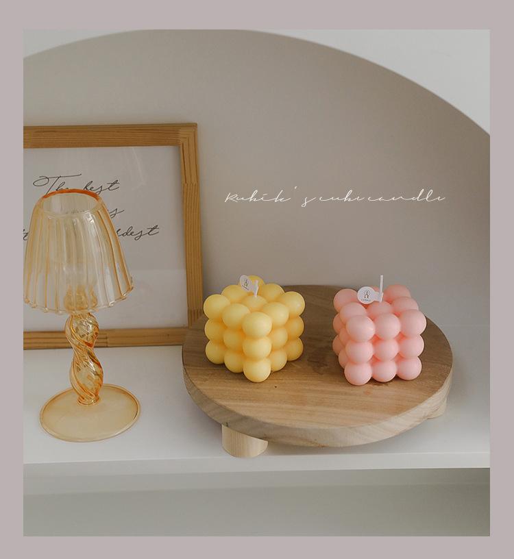 Product Introduction of Ins Style Bubble Cube Candle Handmade Scented Candle Aromatherapy Soy Wax Candle Wedding Birthday Candles Party Home Decoration 19
