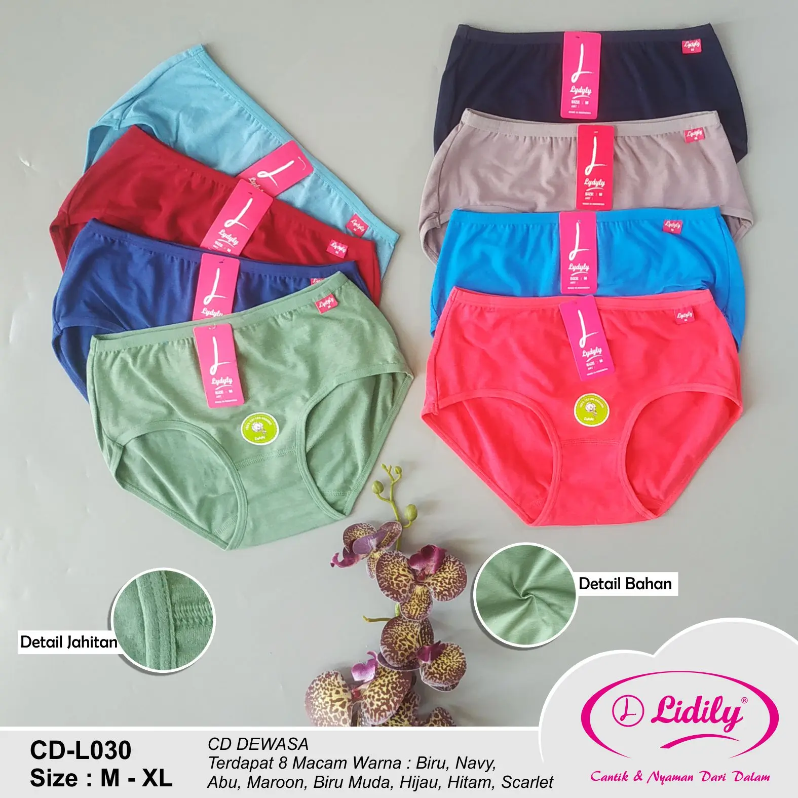 Lydyly - Celana Dalam Wanita Super Jumbo Cd L030 Random Warna Katun Big Size (Size M, L, Xl) | Underwear Wanita Jumbo Big Size