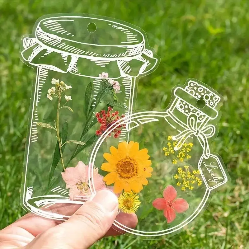 Flower Specimen in Jar Design Bookmark, 40pcs/set Clear Bookmark with Dried Flower, Diy Decorative Bookmark for Reader, Gift for Book Lover, Decoration