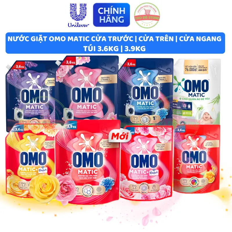 Nước Giặt OMO MATIC Cửa Trên | Cửa Trước | Cửa Ngang Sạch Bẩn Lưu Hương - Túi 3.6KG | 3.7KG 0