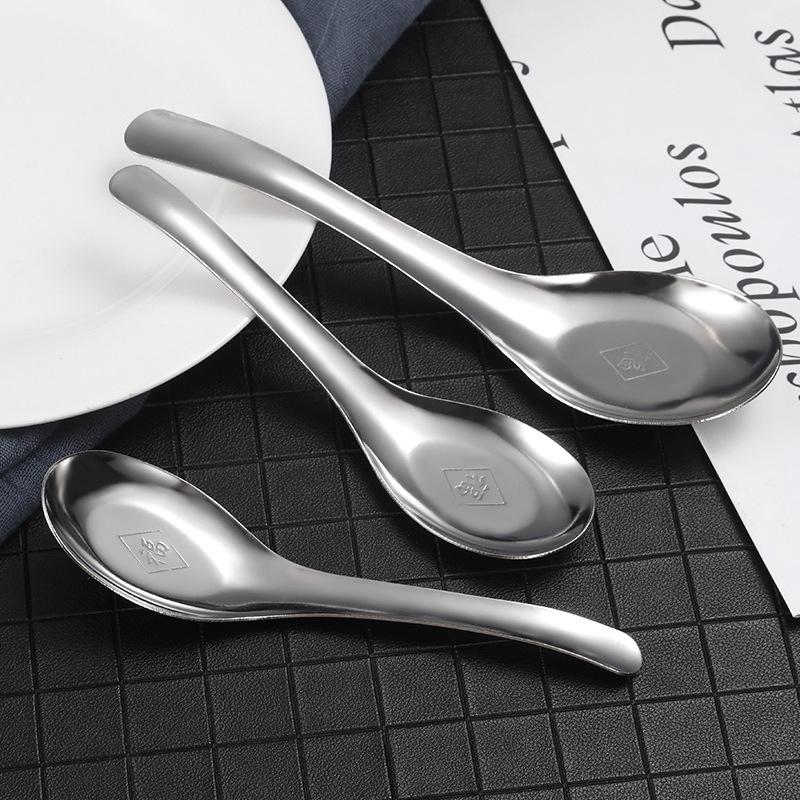 Chinese Spoons Stainless Steel Rice Soup Spoon Long Handle Flatware ...