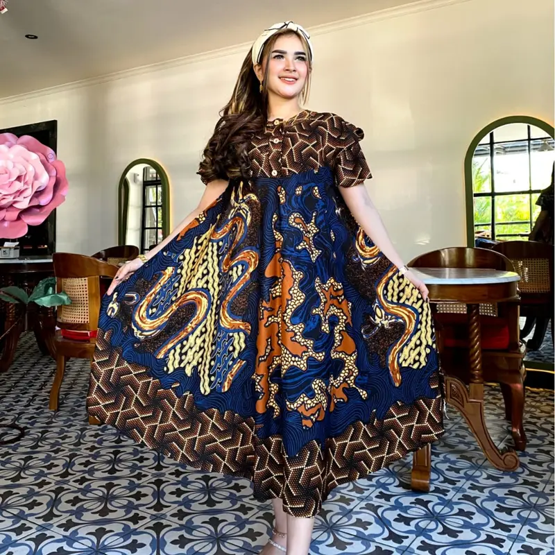 DASTER PAYUNG JUMBO Katun Rayon lembut Busui Kancing Motif Batik cocok untuk Bumil remaja Nyaman Panjang 8
