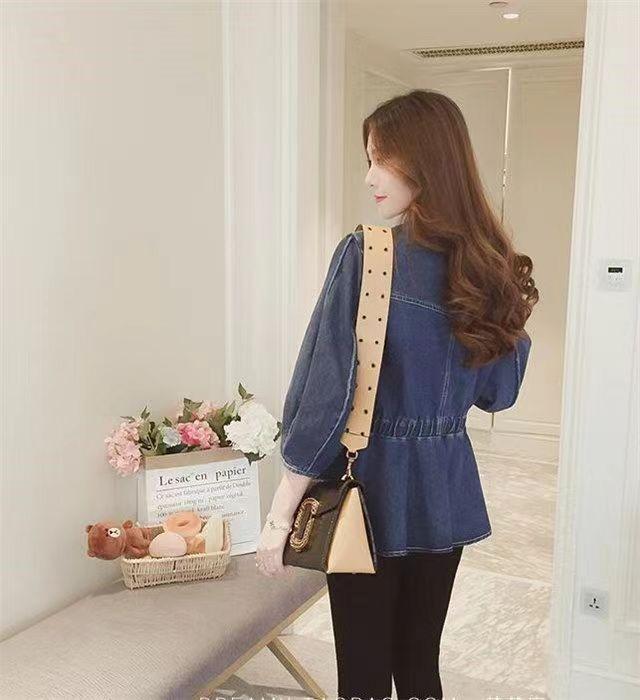Product Introduction of [Denim jumper dress] shirt retro 2024 design denim new Hong Kong style elegant French top tight waist niche western style shirt jean sweater 24