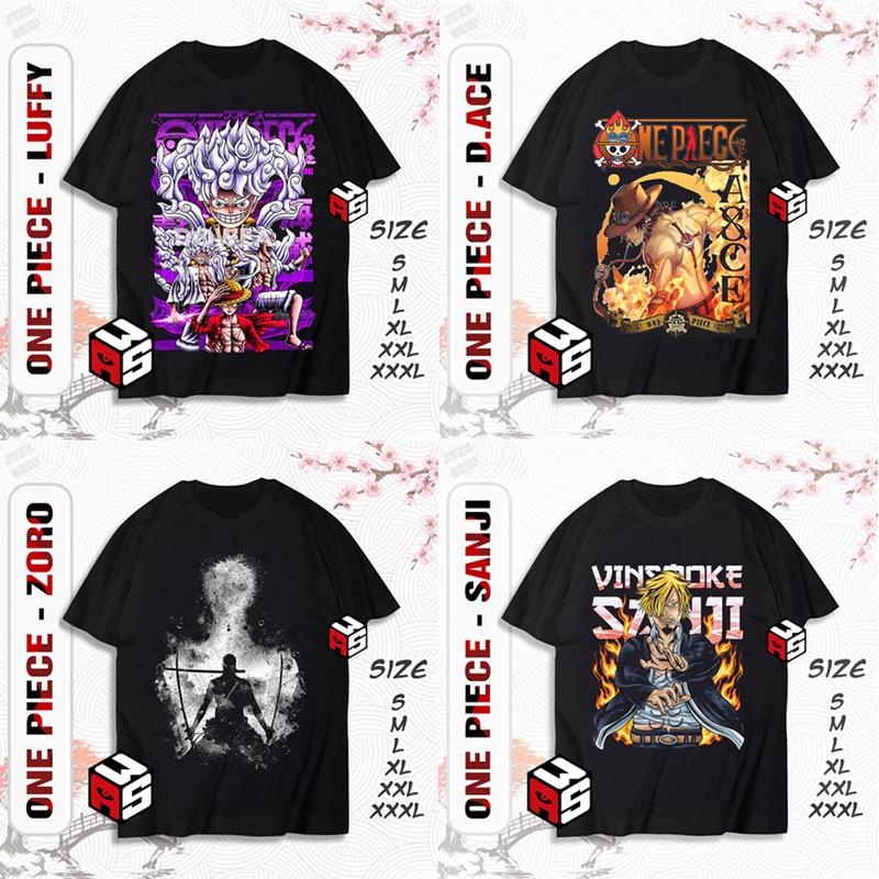 Áo thun One Piece tay lỡ in hình Luffy Gear 5, Roronoa Zoro, Sanji, Ace cực chất giá rẻ