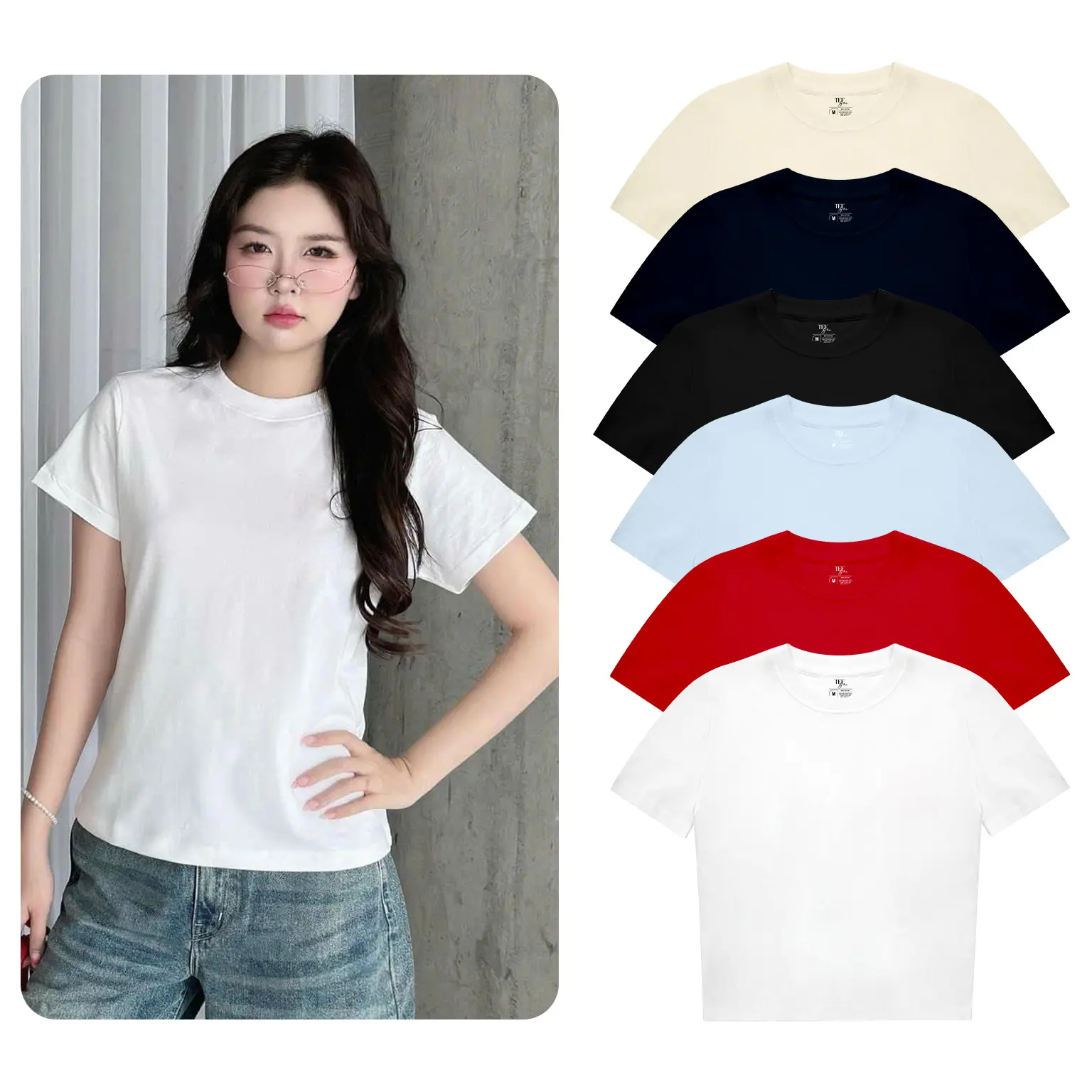 Áo Baby Tee Trơn Cổ Ôm Local Brand CUBIS LABEL Nhiều Màu Nữ Women Top Cotton   Thun