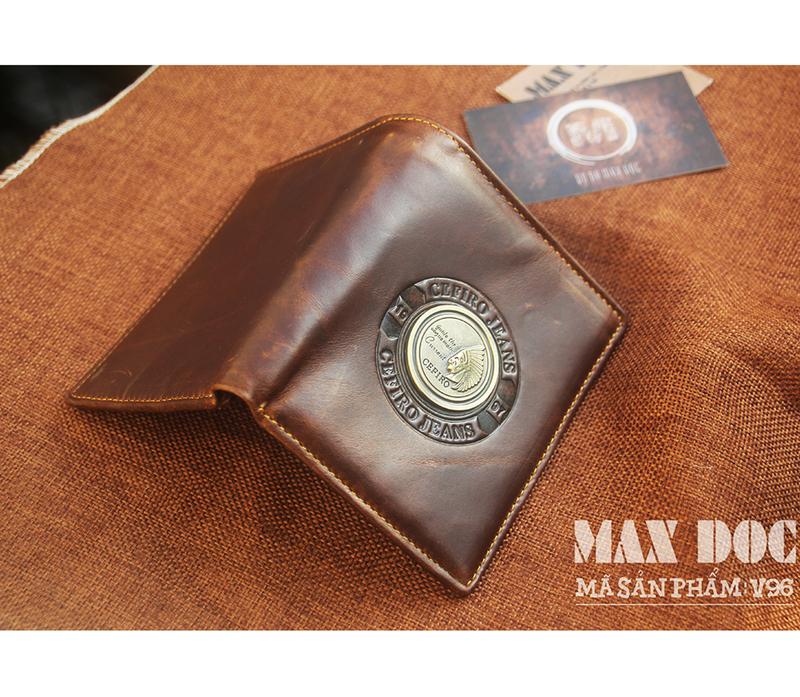Ví Da BÒ Nam Cao Cấp Lót Da Bò Nguyên Miếng- V96 Wallet Hình Chữ Nhật Nhiều Ngăn 3